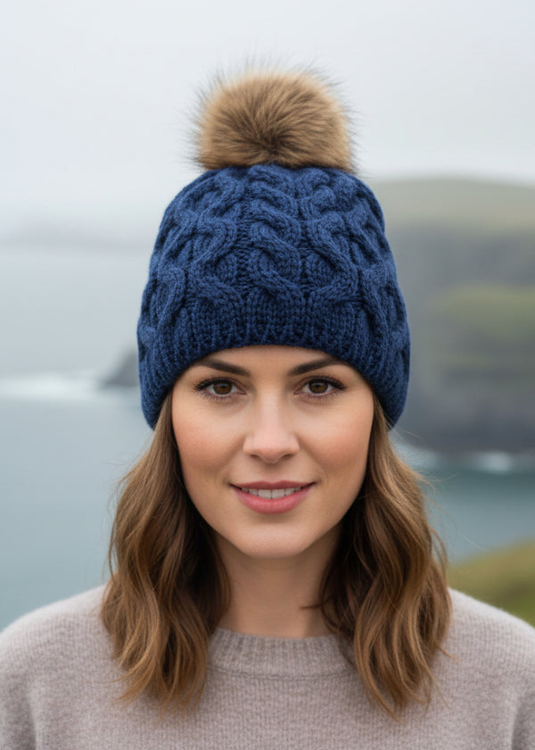 ink blue aran hat