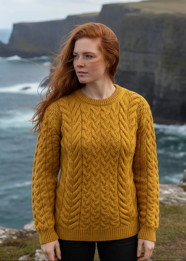 super soft aran sweater yellow