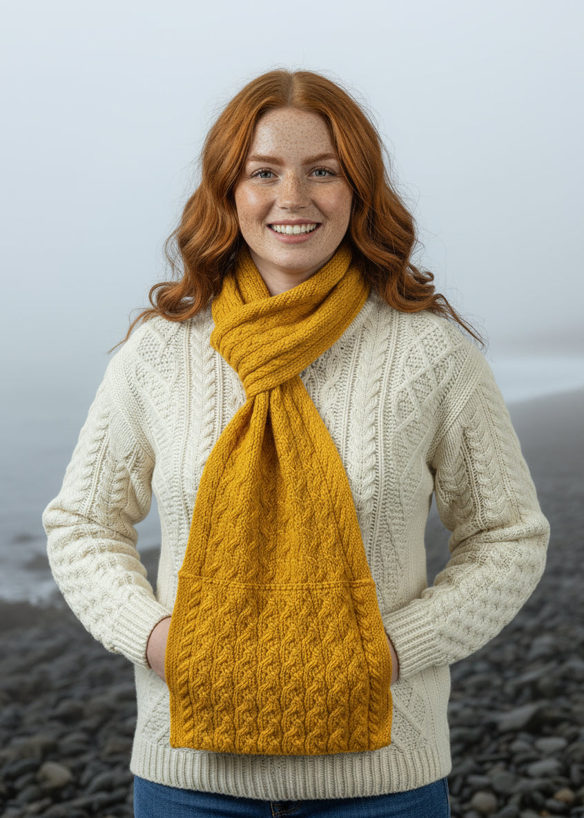Pull Through Aran Merino Wool Scarf