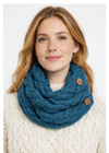 Aran Merino Wool Button Scarf - Soft Irish Knitwear