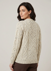 Ladies Aran Cardigan in Flecked Cream | 100% Wool