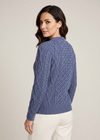 Women's Aran Cardigan in Denim Blue
