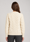 Ladies Long Crop Cable Supersoft Merino Aran Sweater | Natural
