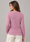 Ladies Slim-Fit Aran Sweater | Rose Pink | 100% Merino Wool