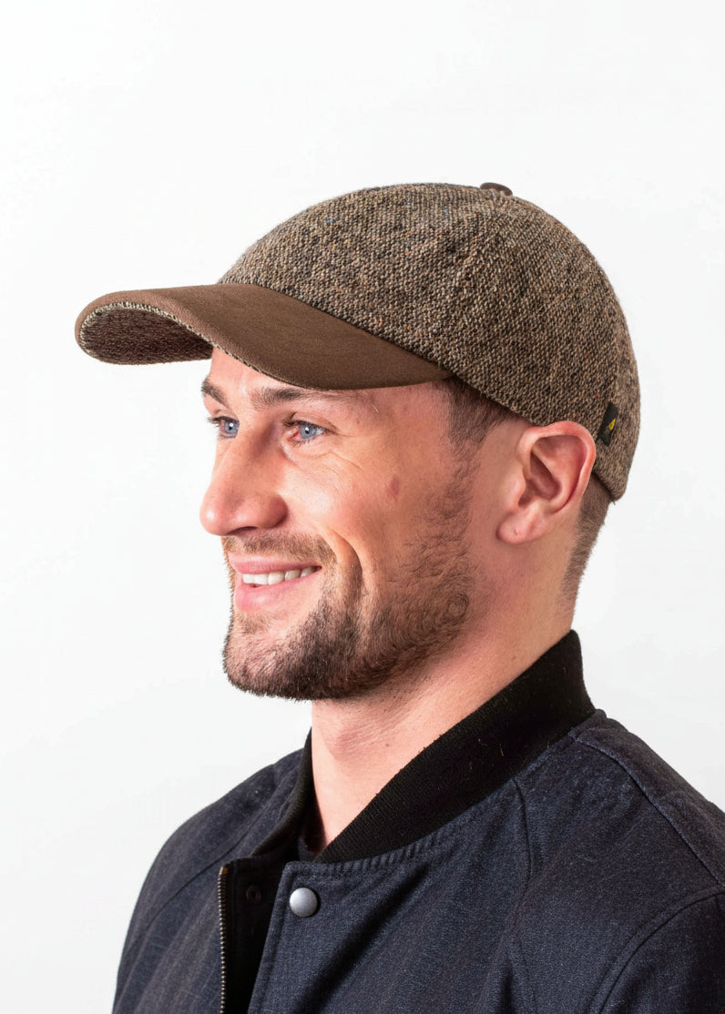 Donegal Tweed Baseball Cap | Irish Brown Salt & Pepper | Hatman of Ireland