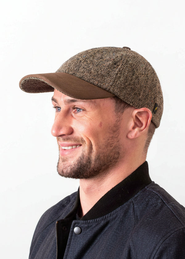 Donegal Tweed Baseball Cap | Irish Brown Salt & Pepper | Hatman of Ireland
