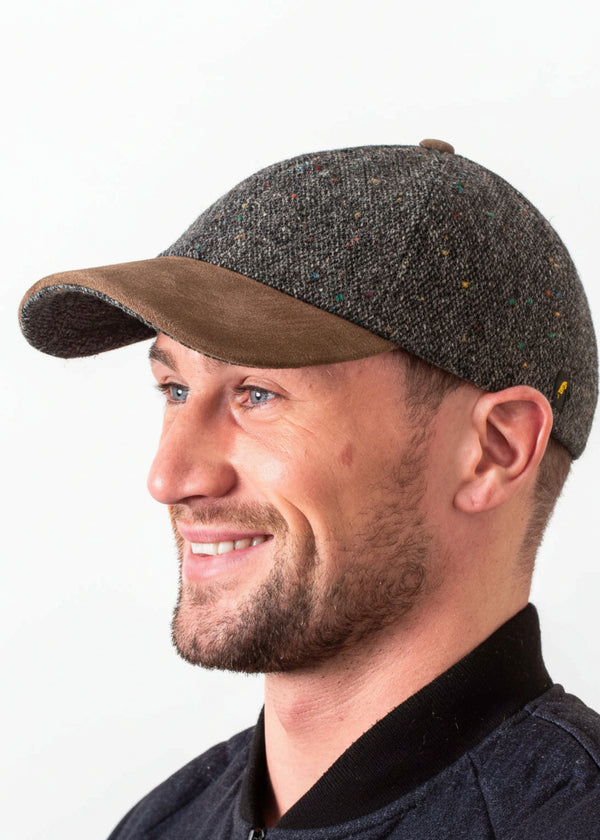 Donegal Tweed Baseball Cap | Charcoal Salt & Pepper | Hatman of Ireland