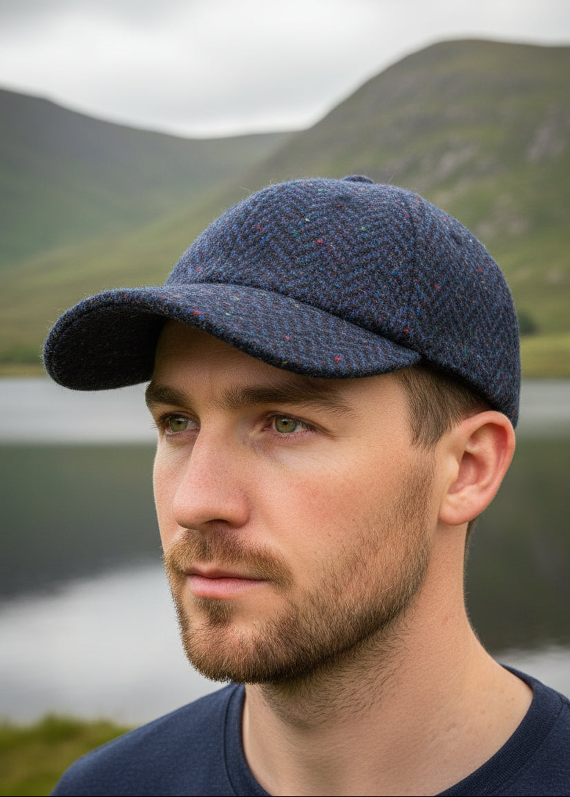 blue Donegal tweed baseball cap