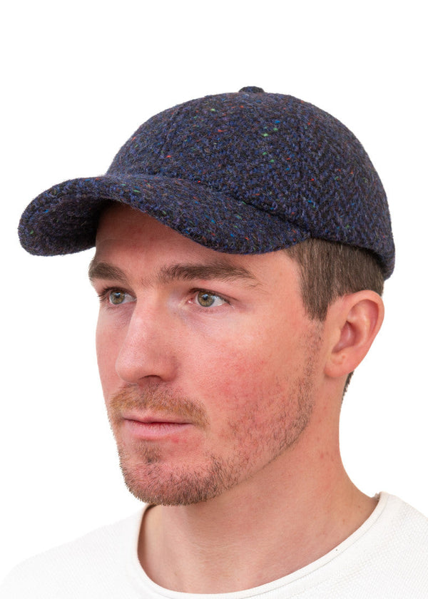 Irish Tweed Baseball Cap | Navy Herringbone