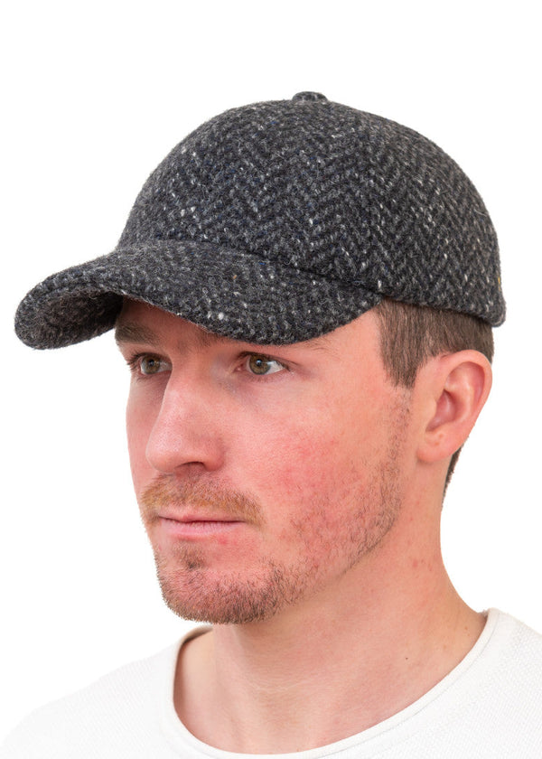 Charcoal Herringbone Baseball Cap | Kerry Tweed