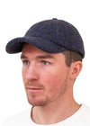 Irish Tweed Baseball Cap - Navy Herringbone | Hatman of Ireland