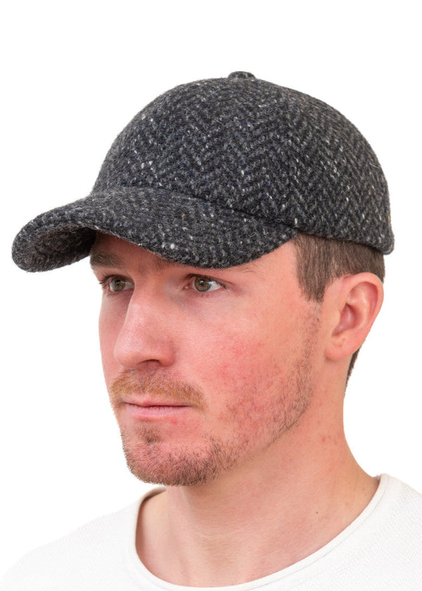 Irish Tweed Baseball Cap | Charcoal Herringbone