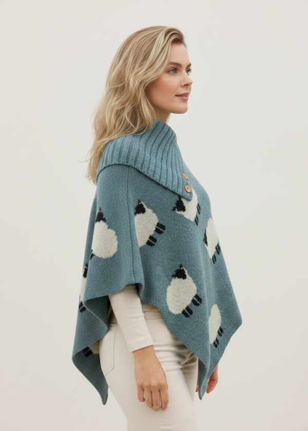Black Sheep Long Neck Poncho — Summer Storm