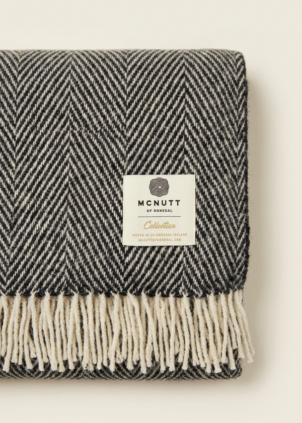 Blanket label and fringe detail