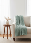 Aran Diamond Supersoft Merino Wool Blanket | Sea Green