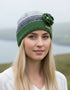Erin Crochet Flower Cap | Green Grey Wool