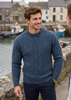 Men's 100% Merino Wool Fisherman Fleck Sweater | Blue Melange