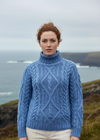 Blue Aran Turtleneck Front Portrait New Model