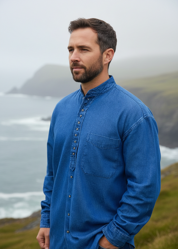 Civilian Irish Grandfather Shirt | Denim