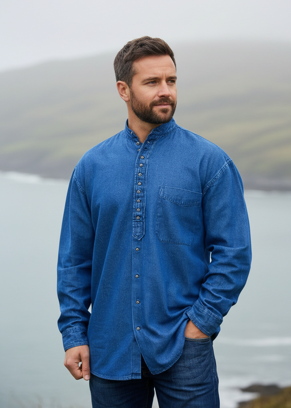 Civilian Irish Grandfather Shirt | Denim