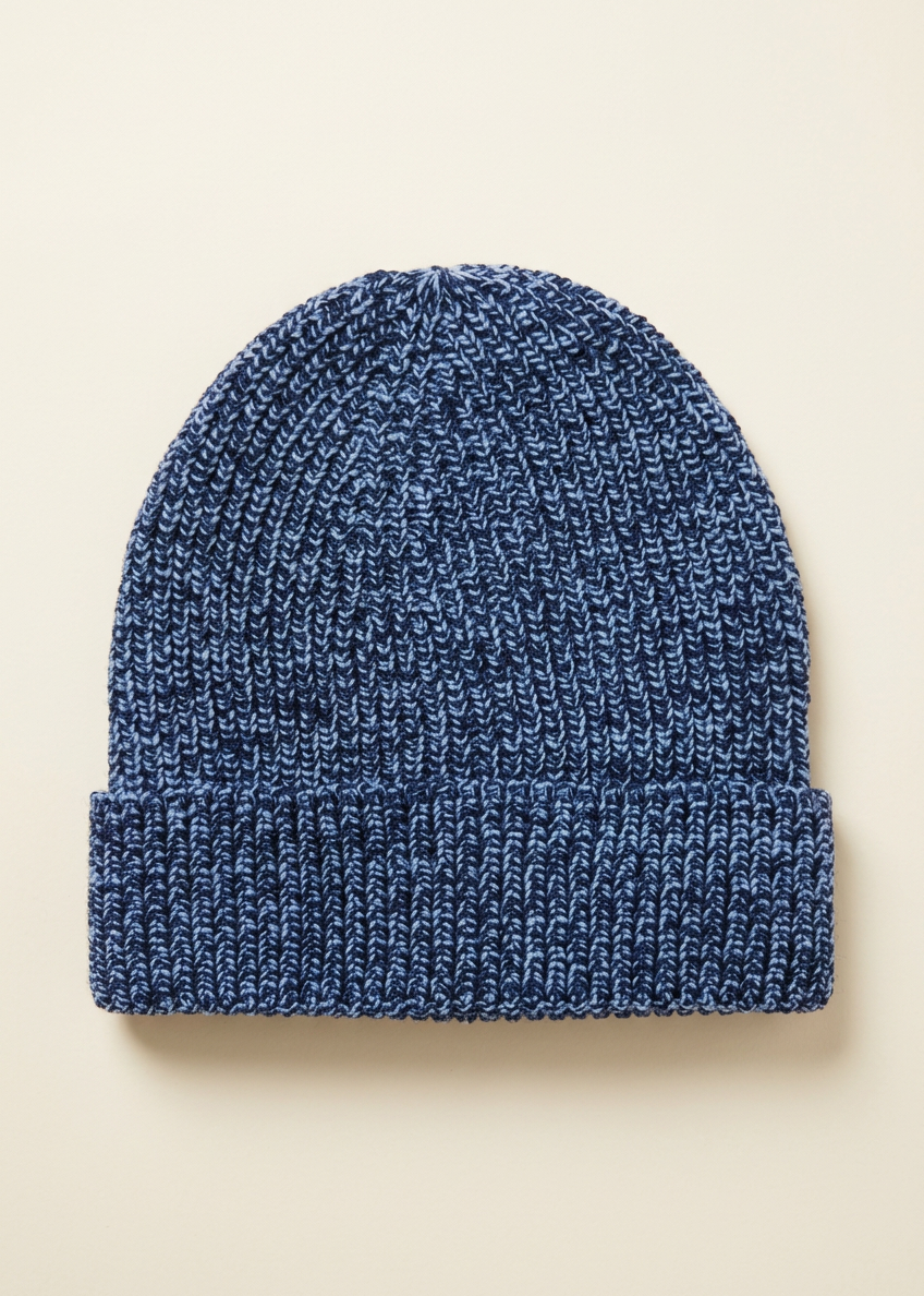Aran Vintage Merino Wool Ribbed Hat | Denim - Clearance