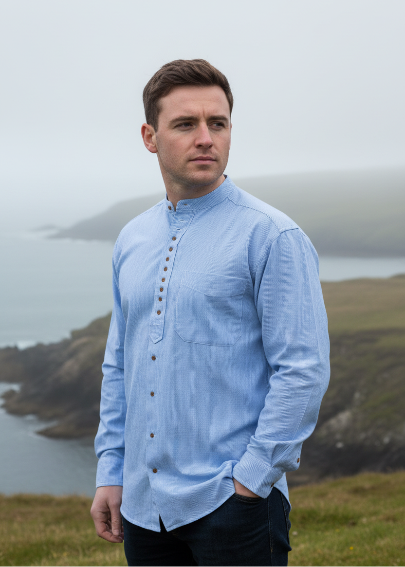 Civilian Heavyweight Grandfather Shirt | Traditional Irish Cotton Shirt