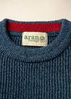 Blue sweater label close-up