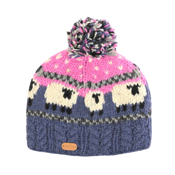 pink wool sheep aran hat