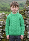 Boy Aran Heart Design Sweater | Green