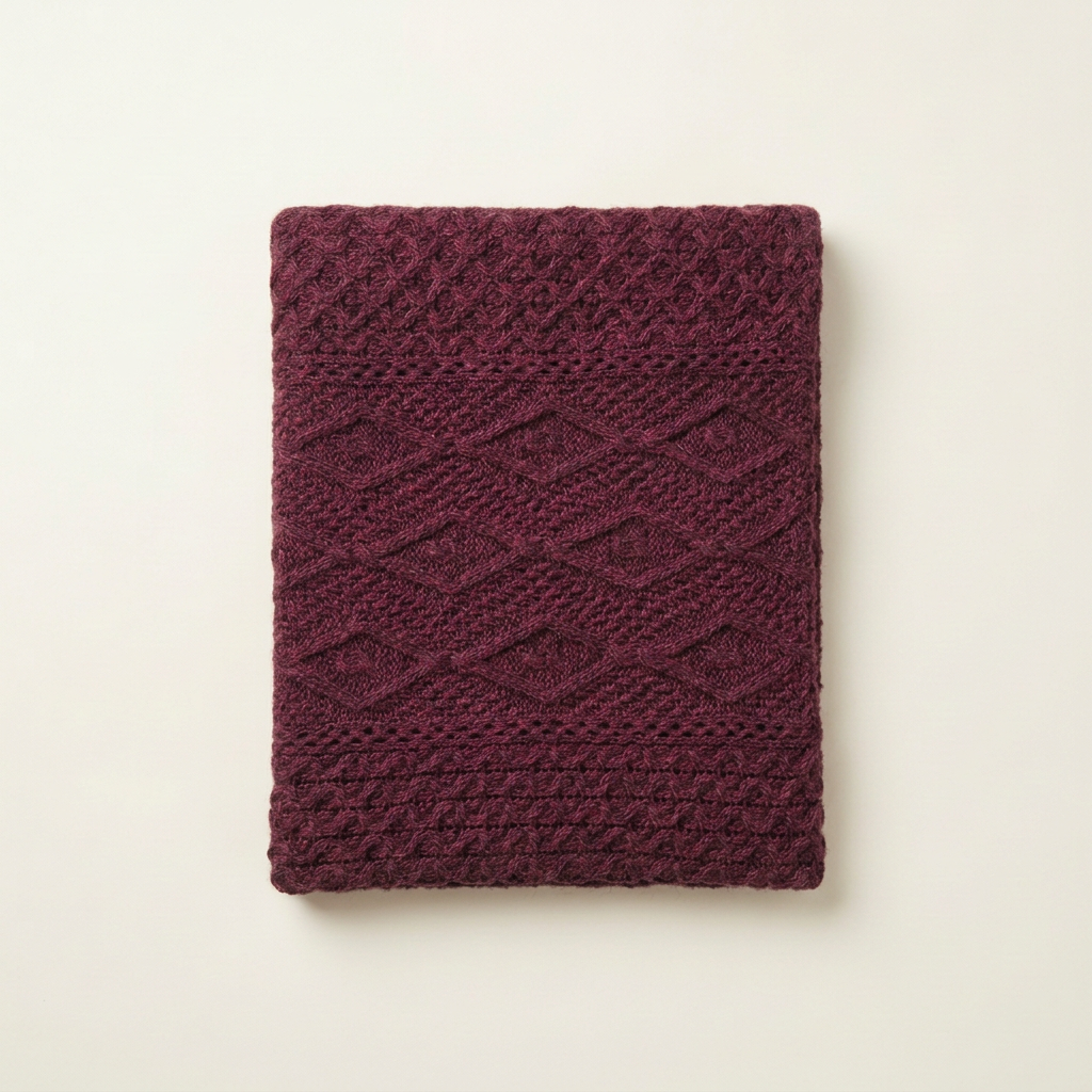 Burgundy blanket overhead flat lay