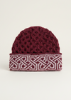 Aran Celtic Design Wool Hat - Raspberry Marl