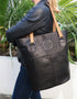 Lee River Black Leather Tote Bag