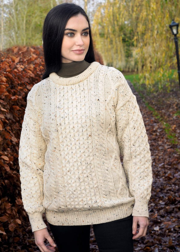 Unisex Oversized Lightweight Aran Sweater | Oatmeal