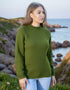 Ladies Roll Neck Fisherman Sweater | Green