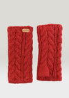 Aran Cable Handwarmers - Red