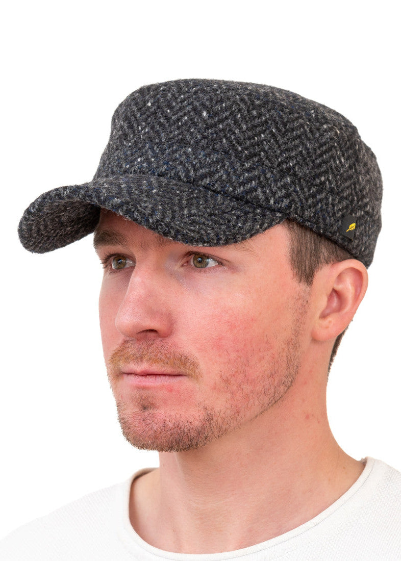 Donegal Tweed Cadet Cap - Charcoal | Authentic Irish Heritage Cap
