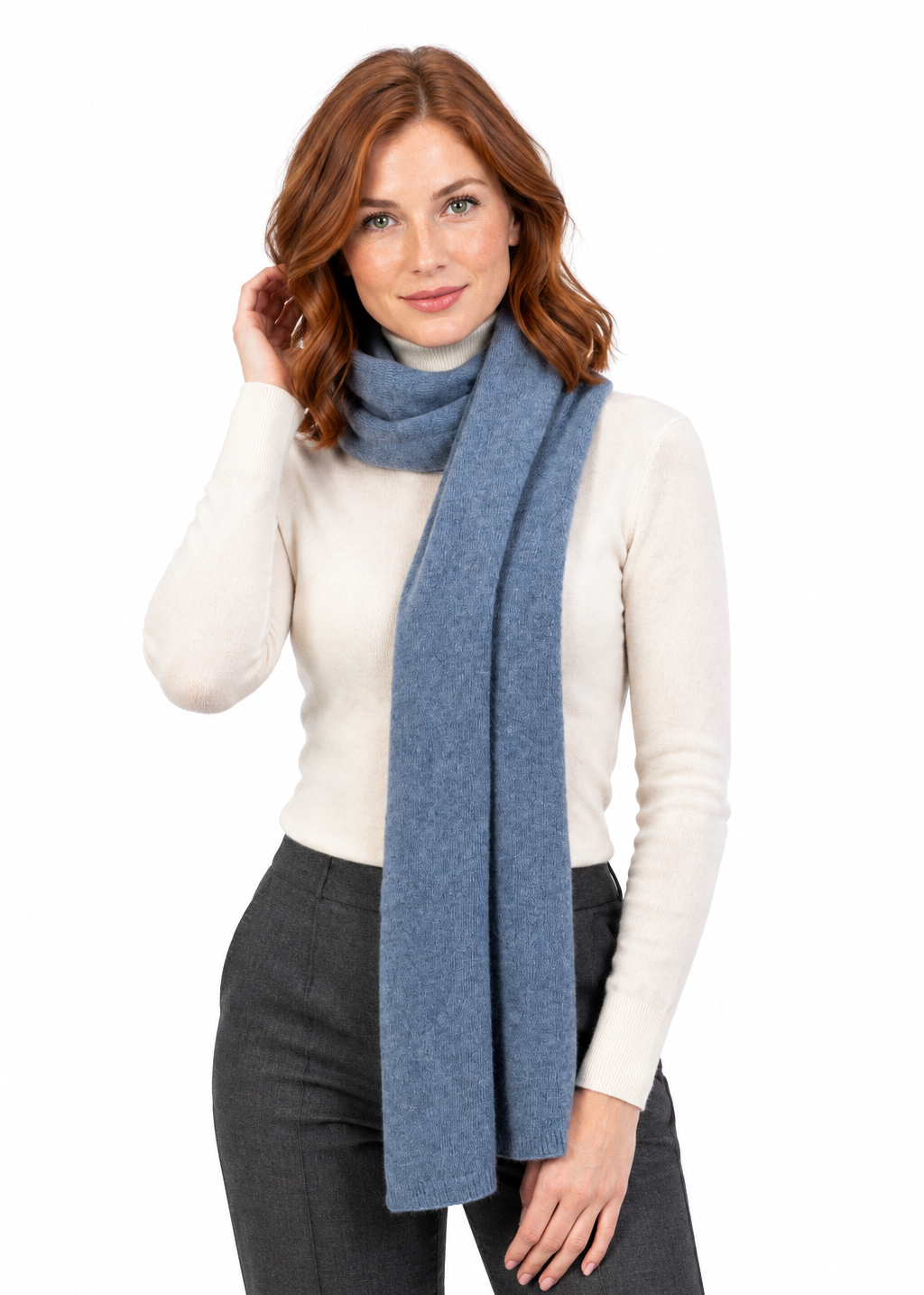 Cape worn as a scarf, matching new model