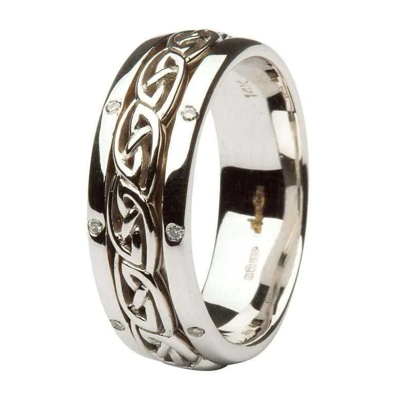 14K White Gold Diamond Wedding Band