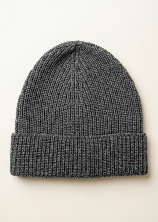 Aran Merino Wool Ribbed Hat | Charcoal - Clearance