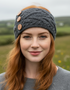 Women's Aran Button Headband | Slate Grey