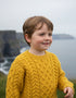 Children's Aran Sweater Sunflower Yellow | Irish Cable Knit Kids Jumper