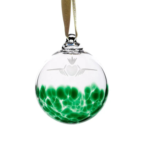 Green Irish Glass Claddagh Bauble