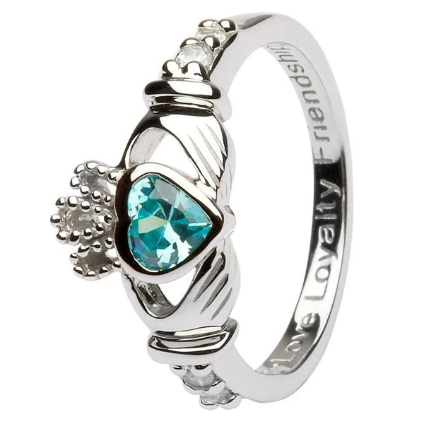 Claddagh Birthstone Ring – March