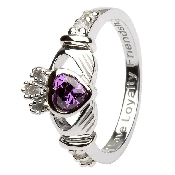 Claddagh Birthstone Ring – February