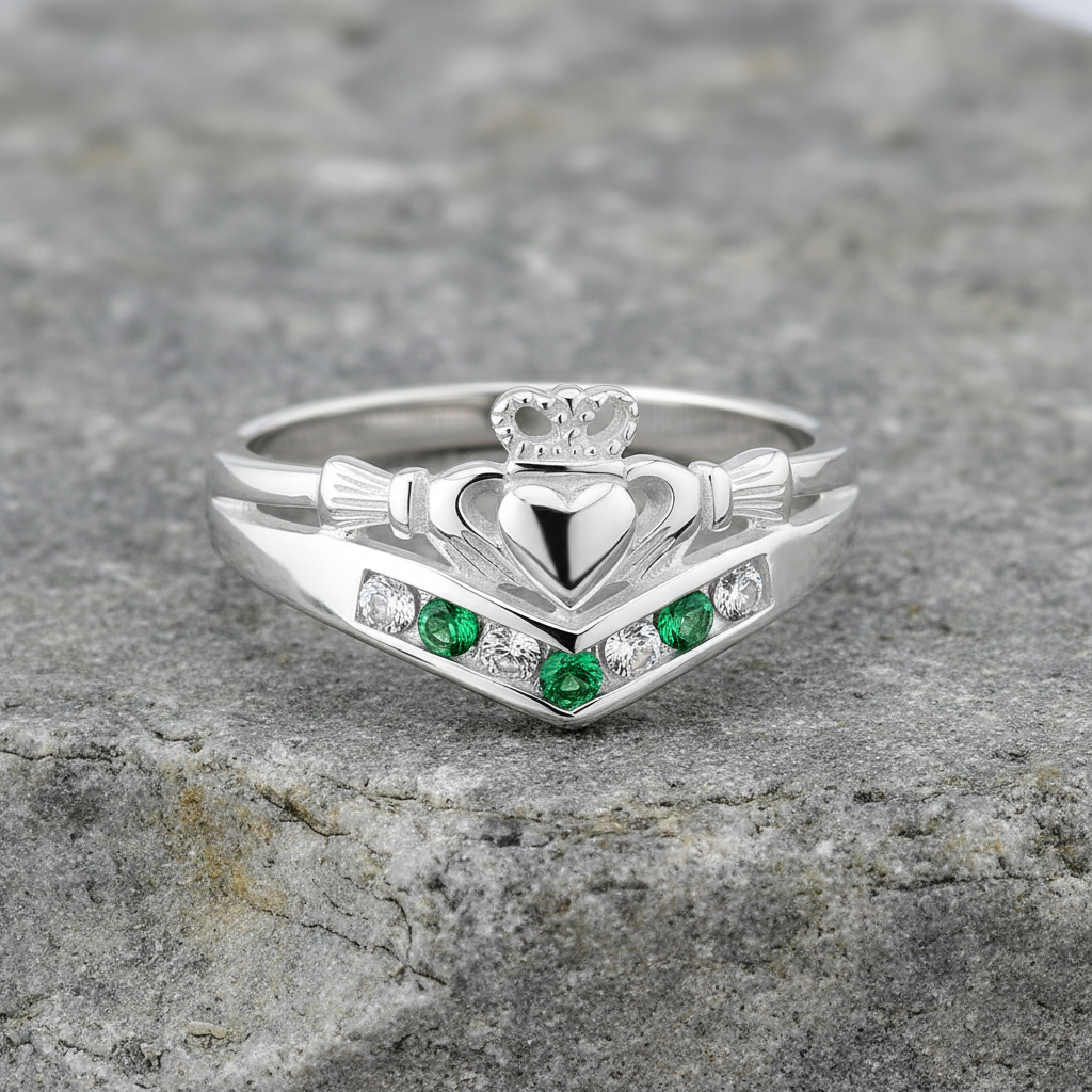 Sterling Silver Claddagh Wishbone Ring