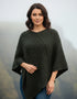 Aran Merino Wool V-Neck Poncho | Army Green