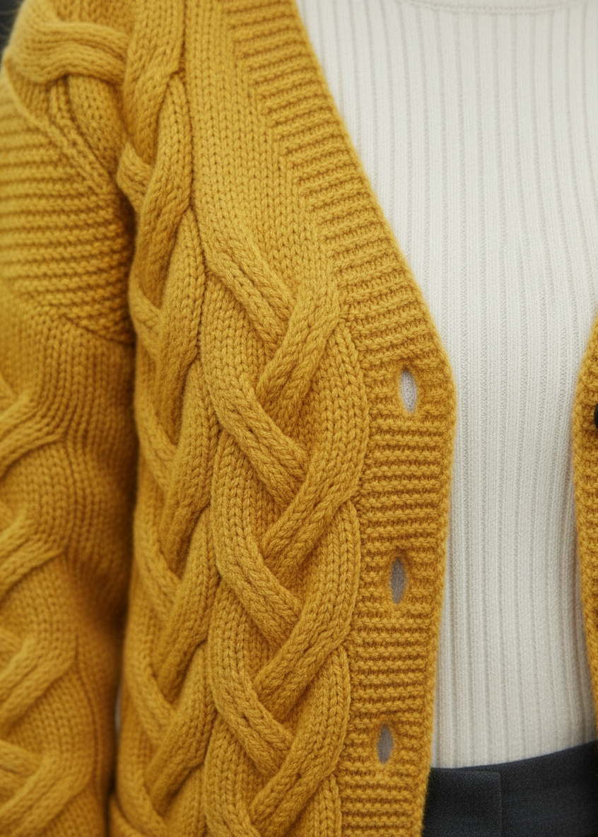 Close-up detail of existing cardigan design
