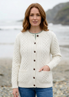 Aran Merino Wool Cable Knit Cardigan | Natural