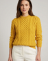 Women's Aran Sweater - Sunflower | 100% Merino Wool | IrelandsEye