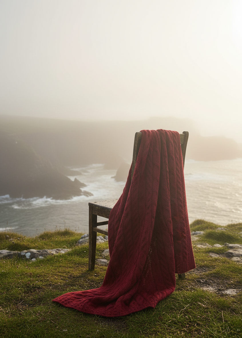 Supersoft Merino Wool Aran Cable Throw Blanket | Vermont Red